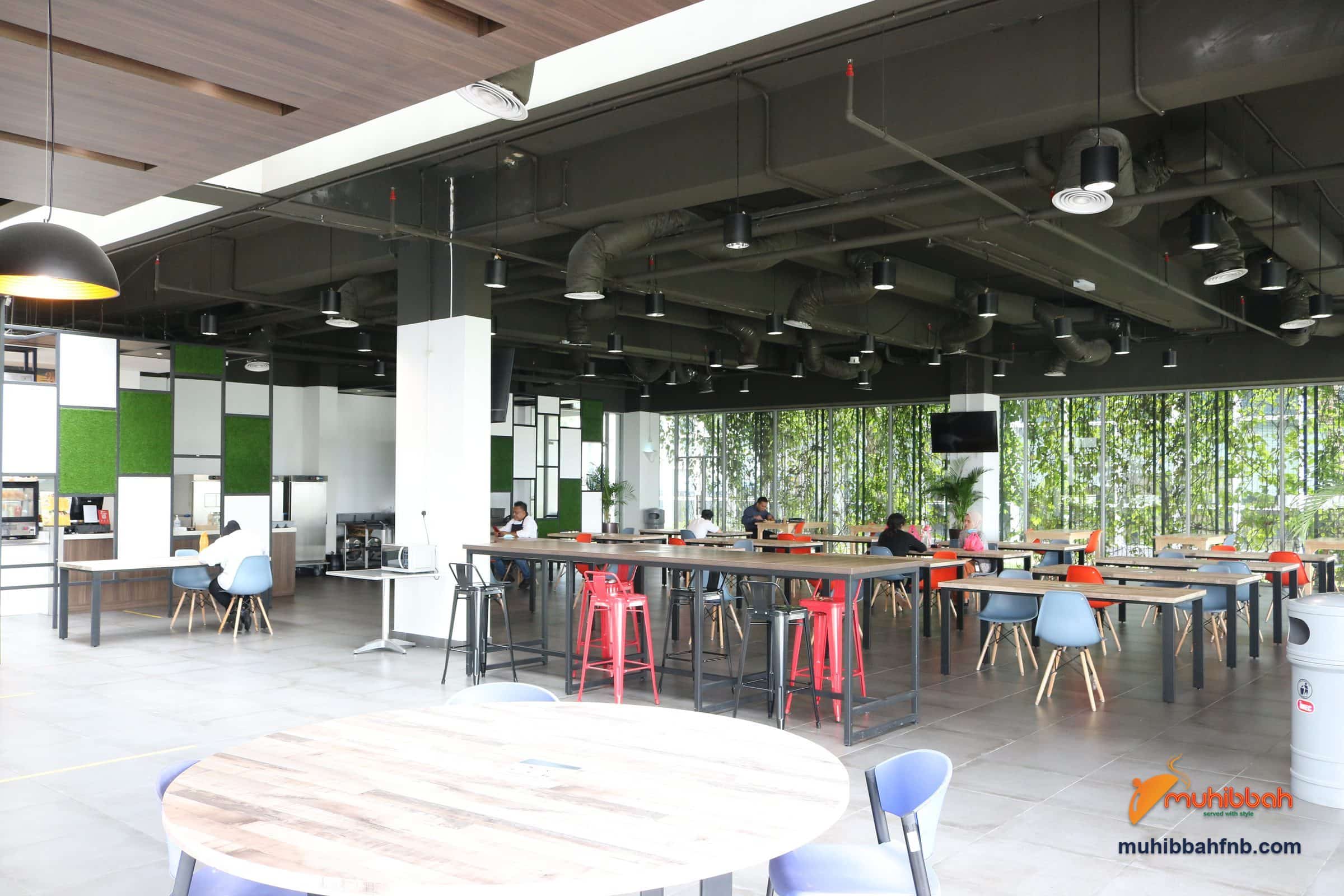 Corporate staff cafeteria dining hall operated by Muhibbah F&B in Malaysia