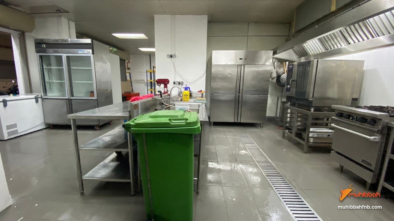 Upright cold storage, combi oven and floor drainage channel at the Muhibbah F&B central kitchen in Ampang, Selangor